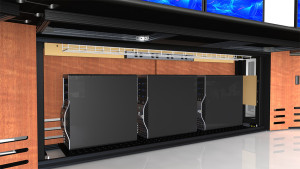 console storage beneath command desk