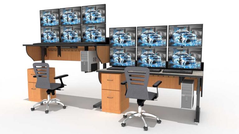 Edge Sit-Stand, Adjustable-Height 911 Dispatch Console by Inracks