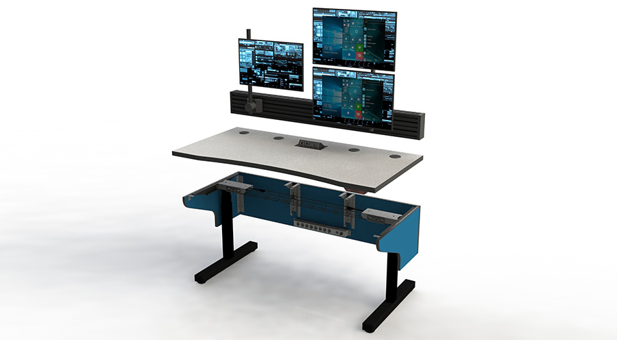 assembly view of the Summit Edge sit-stand console